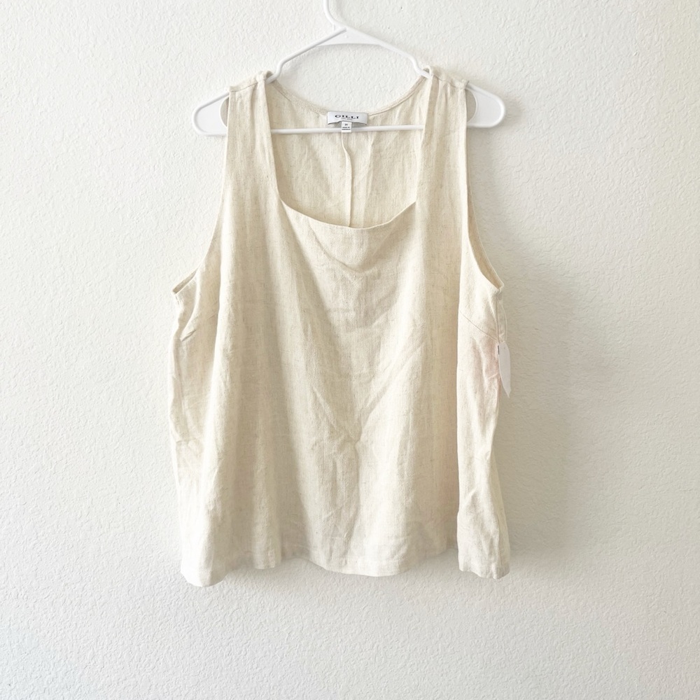 NEW Gilli Linen Blend Blouse Cream‎ Beige Size 2x
